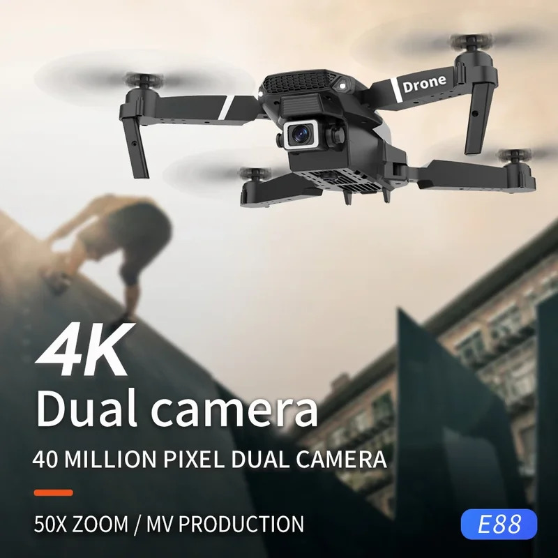 Inteligentny składany dron E88 – Drone Camera 4K recenzja i cena